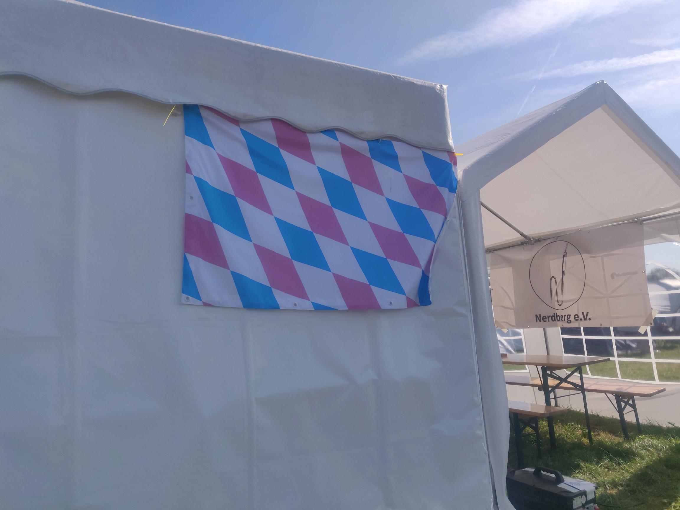 Bavarian State flag but wit trans colours